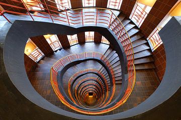 The beautiful colourful staircase of Sprinkenhof in Hamburg. by Truus Nijland