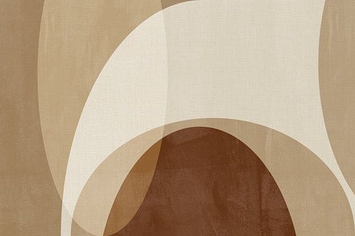 Abstracte vormen kunst in bruine kleuren op linnen