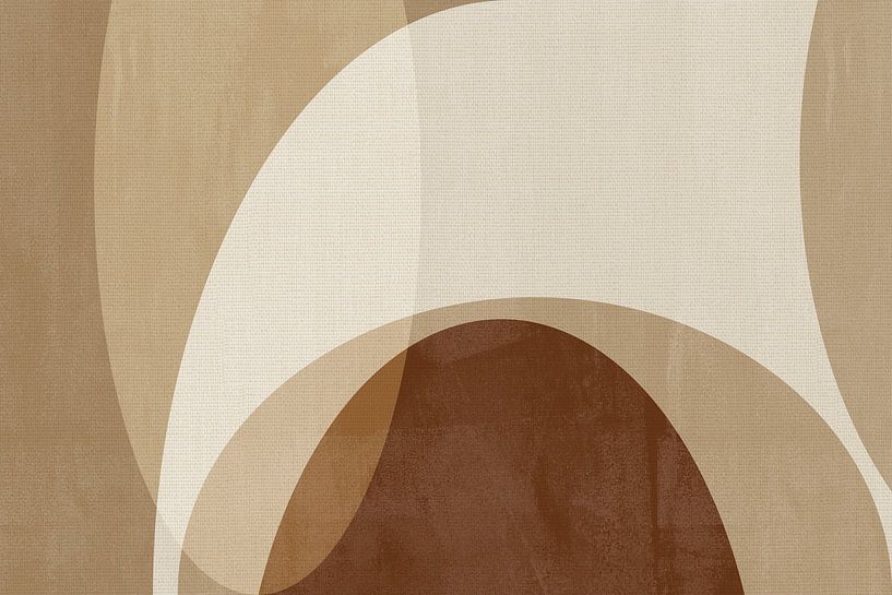 Abstract shapes art in brown colors on linen by Dina Dankers