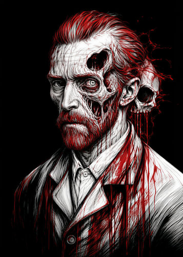 Düsteres, surrealistisches Porträt von Vincent van Gogh