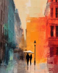 Amour à Paris, abstrait coloré