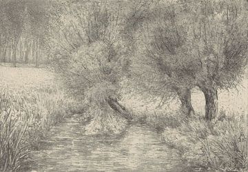 Simon Moulijn, Knotwilgen aan slootkant, 1928 van Atelier Liesjes