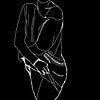 lijntekening van vrouwelijk silhouet dat een trui uit trekt van Margriet Hulsker