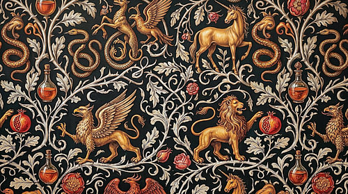 Tapisserie médiévale représentant des créatures mythiques