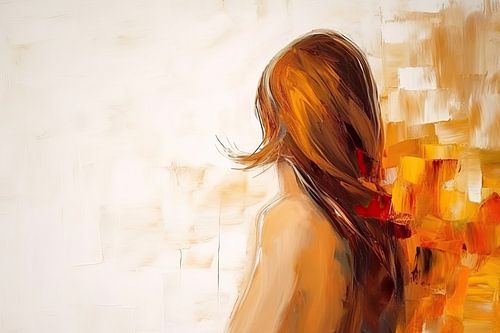 Een Delicate Weergave van Vrouwelijkheid -Schilderij Vrouw