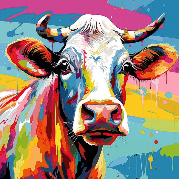 Colourful cow by KoeBoe on canvas, poster, wallpaper and more