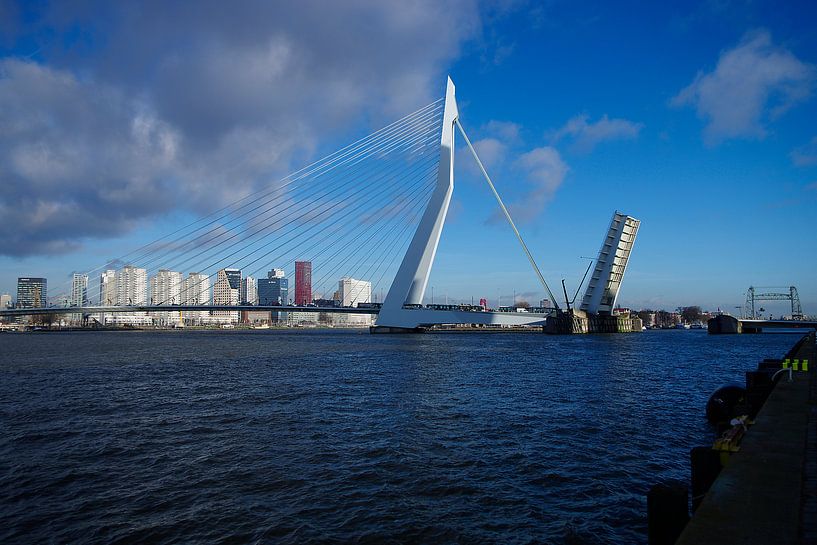 Erasmus bridge open by Jan Pott