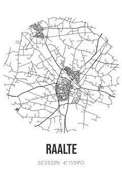 Raalte (Overijssel) | Landkaart | Zwart-wit van MijnStadsPoster