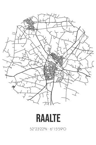 Raalte (Overijssel) | Karte | Schwarz und Weiß