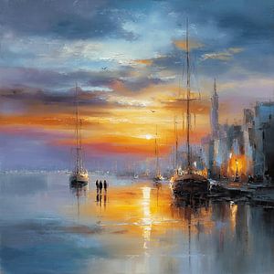 Hafen in der Abenddämmerung | Malerischer Hafen bei Sonnenuntergang
