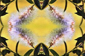 Œuvre abstraite en jaune, vert et blanc sur Maud De Vries