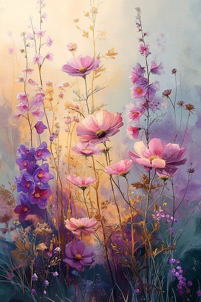 Paars Bloemenveld in Ochtendlicht no.9 van Studio BB