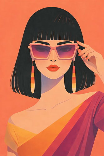 Retro Zonnebril Mode Poster – Oranje Fashion Portret