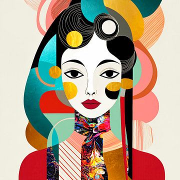 Modernes abstraktes Pop-Art-Porträt mit Art-Deco-Twist