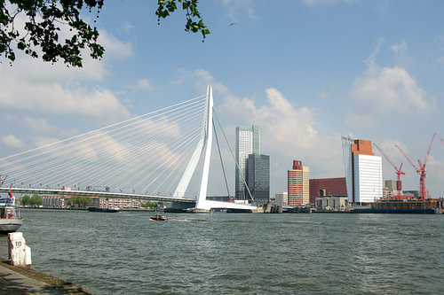 The Maas in Rotterdam and the Kop van Zuid with its skyscrapers