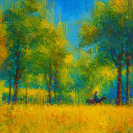 Cavalier et cheval profitent d'une journée d'été sur Geert Van Baelen