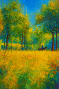 Cavalier et cheval profitent d'une journée d'été sur Geert Van Baelen