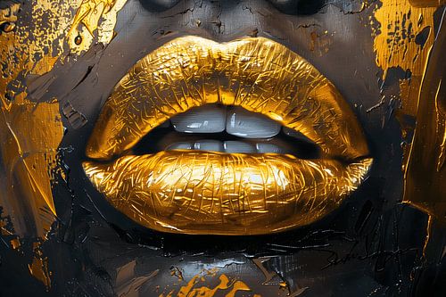 Schwarzes Gold malen | Goldene Lippen malen | Afrikanisch