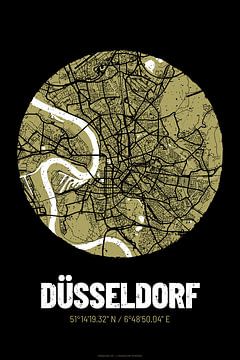 Düsseldorf - Conception du plan de la ville Plan de la ville (Grunge) sur ViaMapia