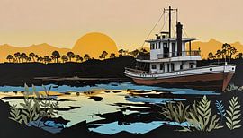 Trawler auf einem Fluß von Nick Wendt