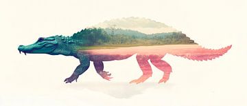 Fantasie van een prehistorisch dier van Poster Art Shop