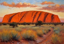 Paysage d'Uluru au coucher du soleil