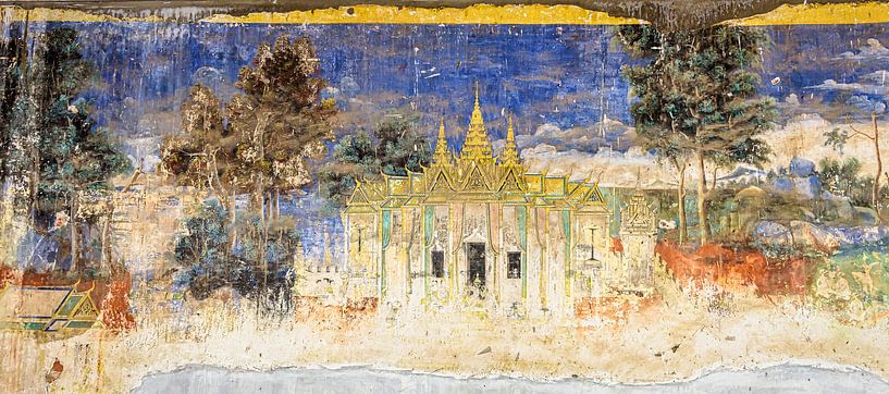 Fresco van het Koninklijk Paleis in Phnom Penh, Cambodja van Rietje Bulthuis