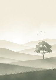 Whispers of Morning - Japandi Nebellandschaft von Media Jeka