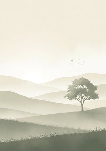 Whispers of Morning – Japandi Misty Landscape