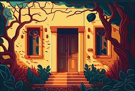 Illustration der Eingangstür eines Hauses von Ariadna de Raadt-Goldberg