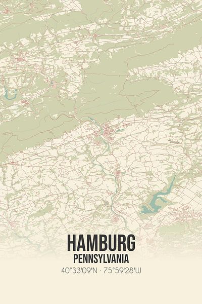 Vintage map of Hamburg (Pennsylvania), USA. by Prints of Place