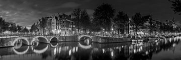 Kaizersgracht van Amsterdam in zwart-wit. van Manfred Voss, Schwarz-weiss Fotografie