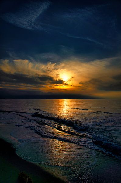 Sunset on the beach of the Baltic Sea, romantic by Martin Köbsch