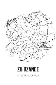 Zuidzande (Zeeland) | Landkaart | Zwart-wit van Rezona