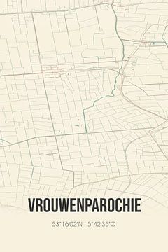 Vintage landkaart van Vrouwenparochie (Fryslan) van MijnStadsPoster