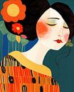 Kleurrijke illustratie, portret van Carla Van Iersel thumbnail