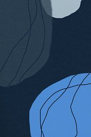 Modern abstract minimalist  shapes in blue, gray and black VII by Dina Dankers