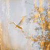 Fairytale land (adaptation of photos of flying spoonbills in spring) by Birgitte Bergman
