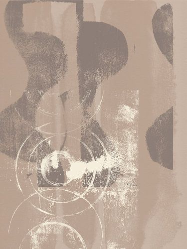 Tango. Abstracte organische vormen in bruin, beige en wit.