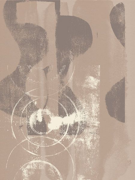 Tango. Abstrakte organische Formen in Braun, Beige, Weiß. von Dina Dankers