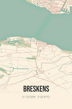 Vintage landkaart van Breskens (Zeeland) van Twentse Pracht