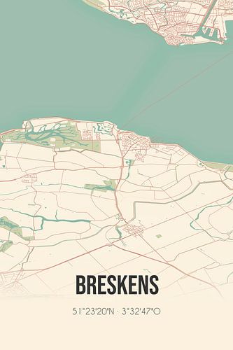 Vintage landkaart van Breskens (Zeeland)