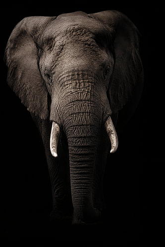 Majestic Elephant – Stunning Elephant Portrait on a Black Background – Luxury Wildlife Photography – Powerful African Animals Wall Art