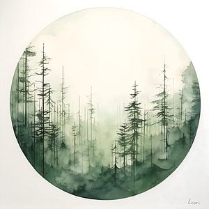 Paysage japonais en nuances de vert
