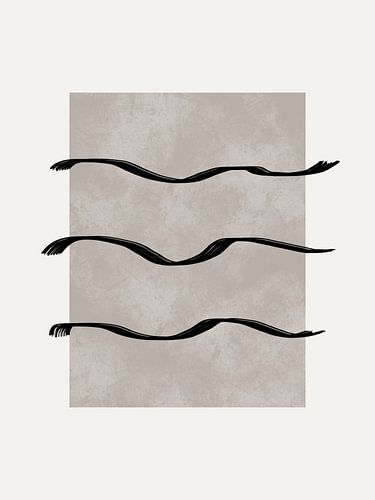 Minimalistisches Japandi-Kunstwerk mit brauner Oberfläche und Pinselstrichen