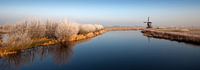 Panorama of a windmill in winter