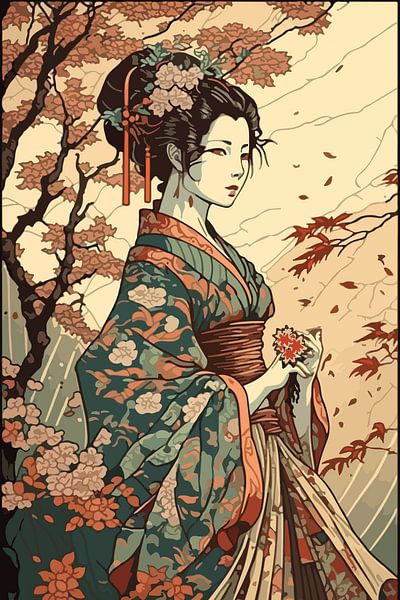 Geisha in Park by Ariadna de Raadt-Goldberg