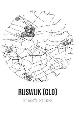 Rijswijk (GLD) (Gelderland) | Landkaart | Zwart-wit van MijnStadsPoster