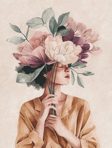 Gedanken in Blüte - Poetisches Portrait in Aquarell