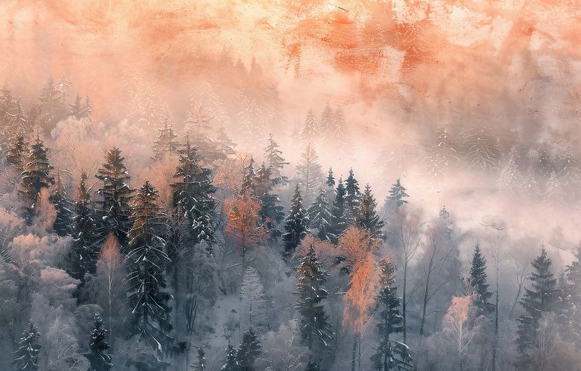 Eiskalte Wälder von oben von fernlichtsicht